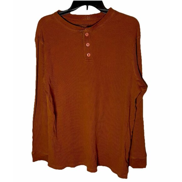 High Sierra Long Sleeve Shirt, Rust Waffle Design 1/4  Button Sz M - Picture 1 of 7